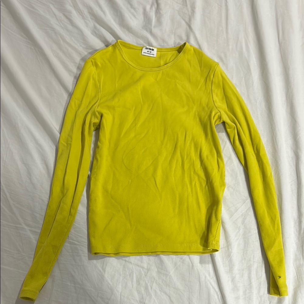Yellow Ribbed Long Sleeve Top